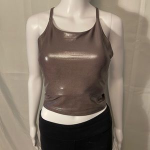 Shiny Metallic Light Support PowerSoft Longline Sports Bra